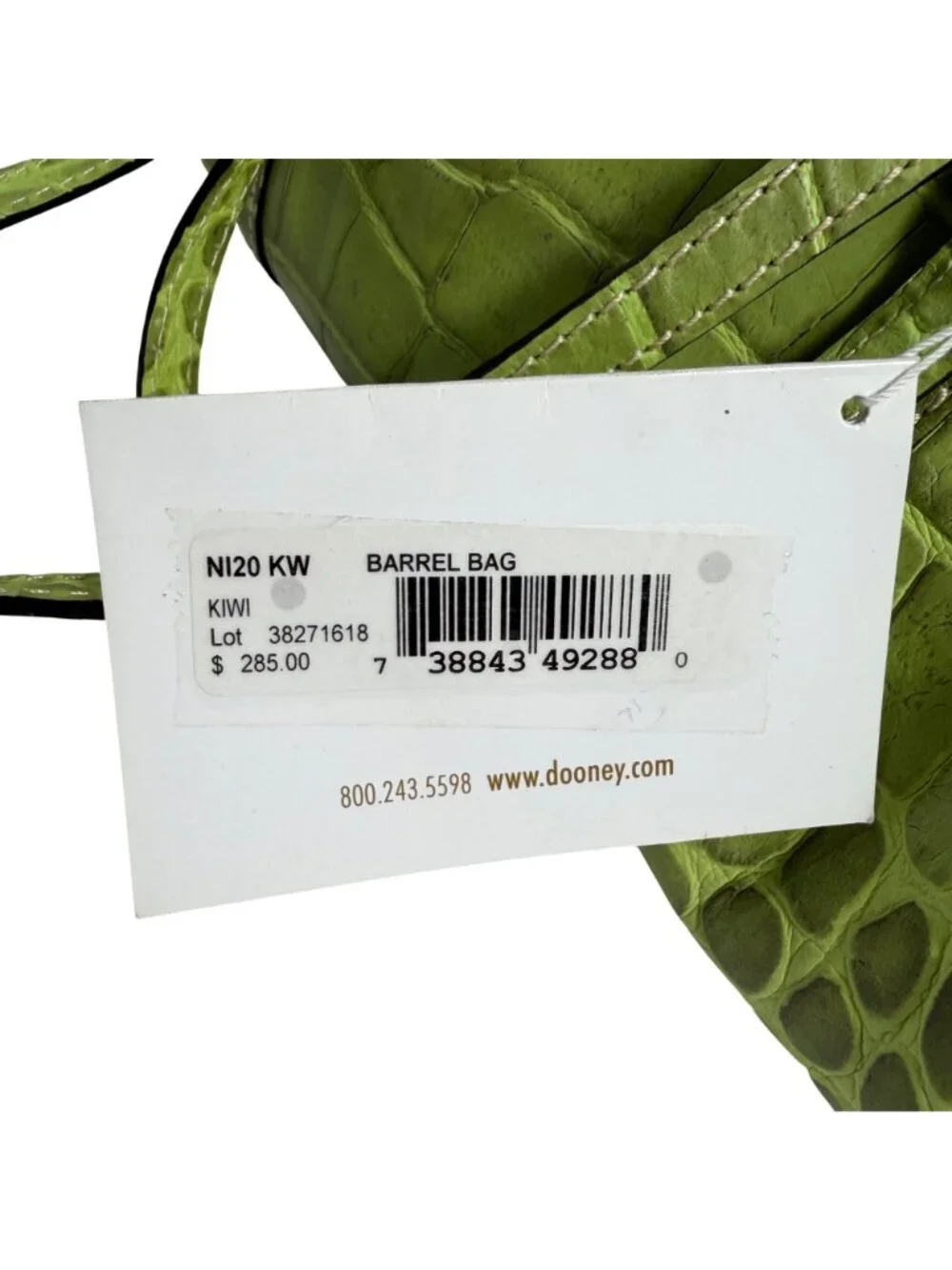 VTG Dooney & Bourke Alligator Croc Embossed Kiwi Green Leather Bag NWT